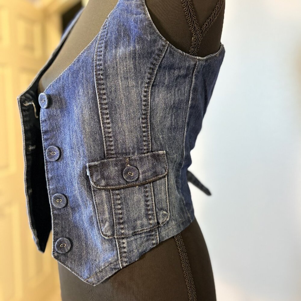 Jean Vest with Satin Like Backing - Picture 2 of 6
